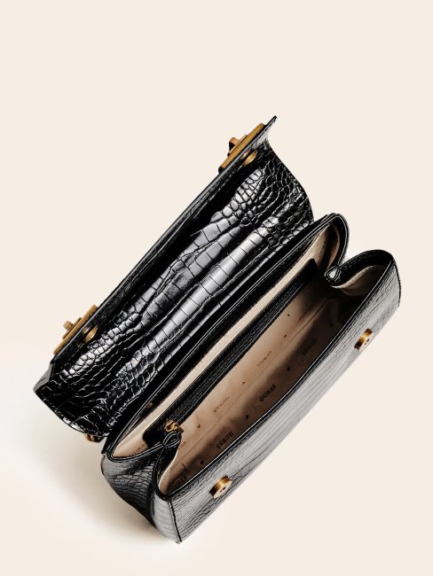 Guess Katey Sac à Bandoulière Imprimé Croco Noir