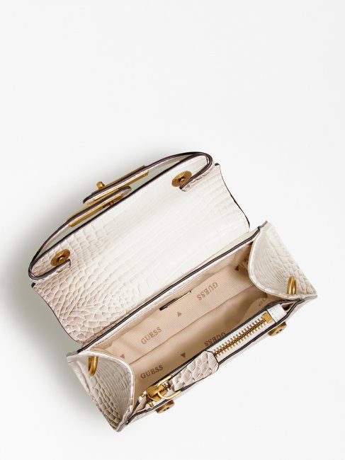 Micro Sac à Main Guess Tullia Blanc Imprimé Croco