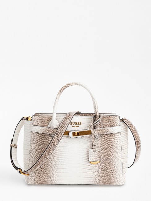 Sac à Main Guess Blanc Imprimé Croco Enisa