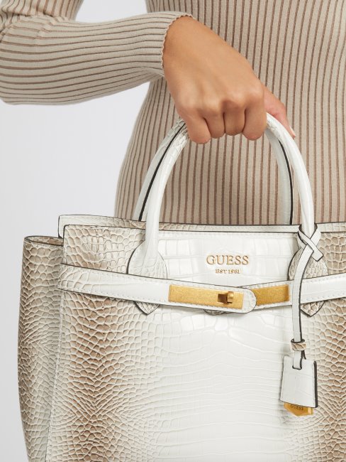 Sac à Main Guess Blanc Imprimé Croco Enisa