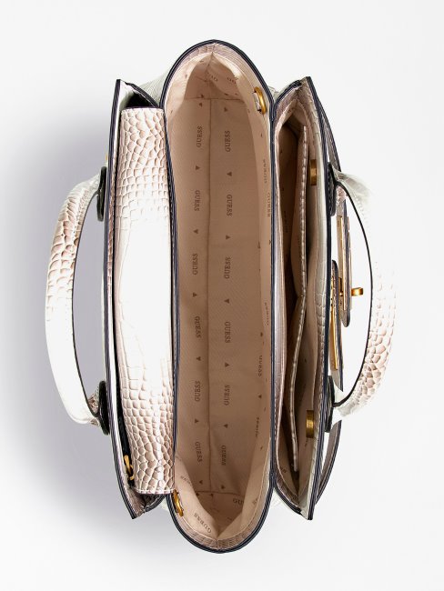 Sac à Main Guess Blanc Imprimé Croco Enisa