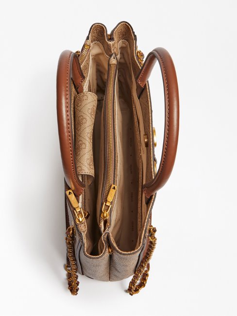 Sac à Main Guess Izzy 4g Logo Maxi Marron