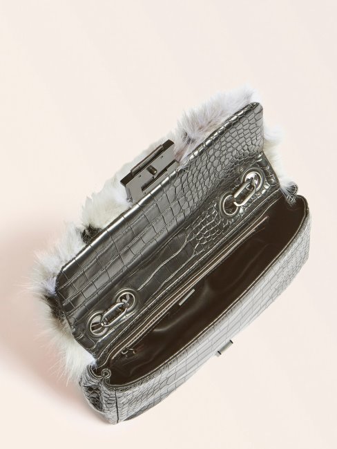 Guess Helma Sac à Bandoulière En Fausse Fourrure Noir