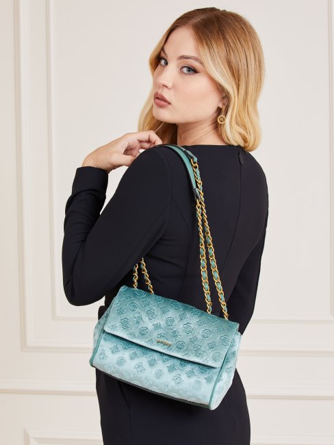 Sac Bandoulière Guess En Velours Kimi Bleu Clair