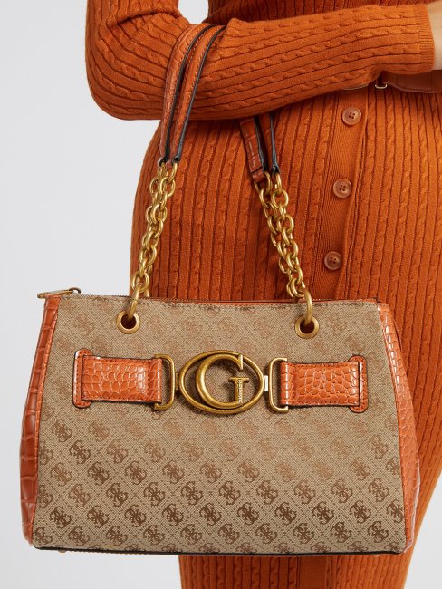 Sac Besace Logo Aviana 4g Marron Guess