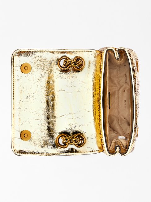 Guess Ever Mini Sac à Bandoulière à Sequins Doré