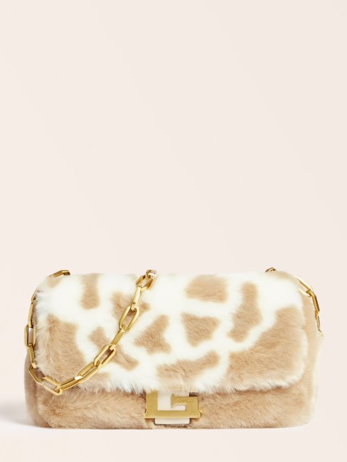 Helma Beige Sac à Bandoulière En Fausse Fourrure Guess