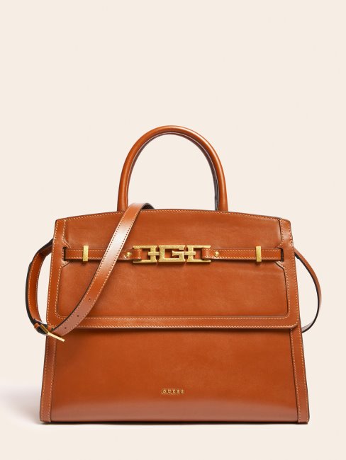 Guess Sac à Main Cristina En Cuir Véritable Gris