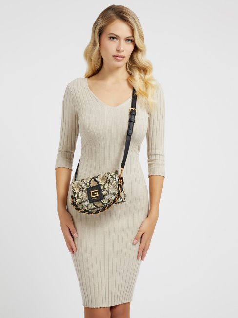Alva Mini Sac à Bandoulière Imprimé Python Guess Multi Beige