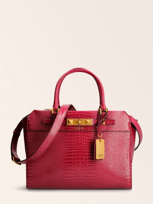 Sac à Main Imprimé Croco Raphie Violet Guess