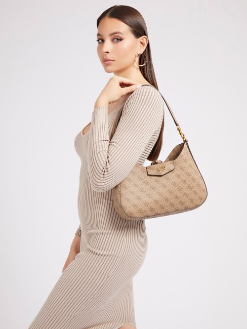 Sac Hobo Eco Brenton 4g Logo Guess Beige