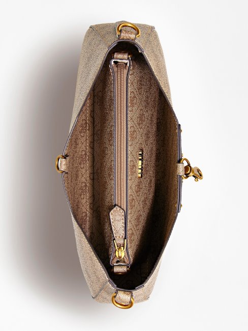 Sac Hobo Eco Brenton 4g Logo Guess Beige