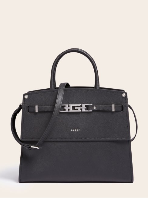 Sac à Main Guess Cristina En Cuir Véritable Noir