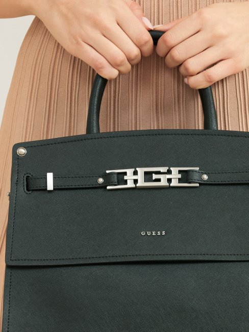 Sac à Main Guess Cristina En Cuir Véritable Noir