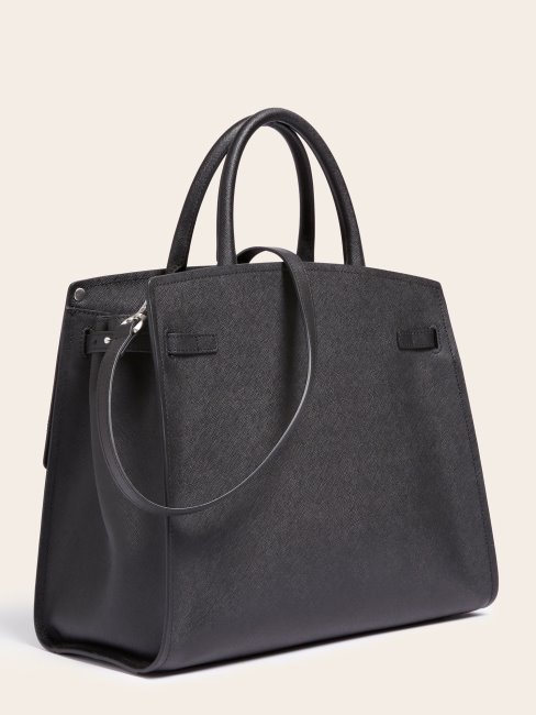 Sac à Main Guess Cristina En Cuir Véritable Noir