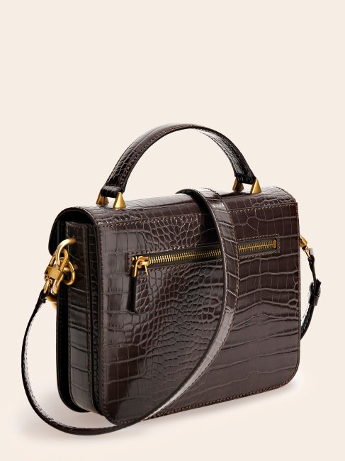 Retour Mini Sac à Main Imprimé Croco Guess Marron