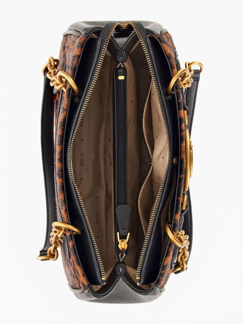 Guess Aviana Sac à Bandoulière En Cuir Véritable Animalier