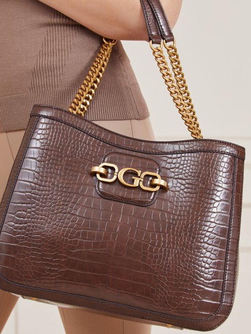Cabas Imprimé Croco Hensely Guess Marron