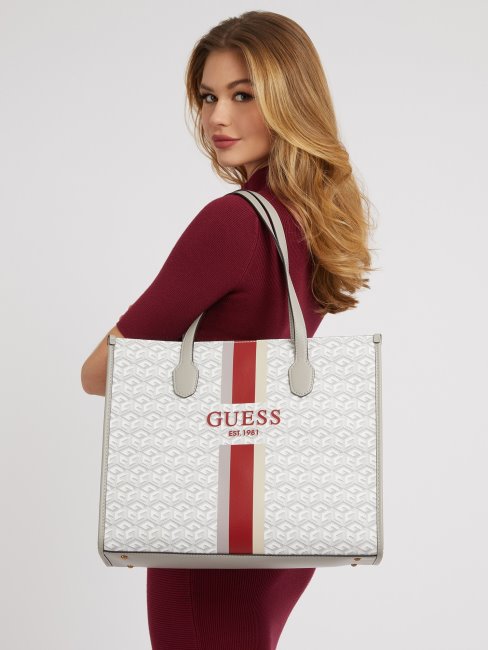 Guess Cream Silvana G Cube Logo Shopper