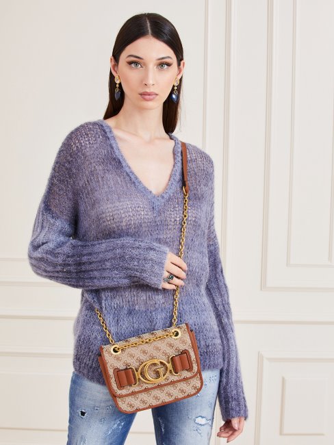 Guess Sac à Bandoulière Logo Aileen 4g Marron