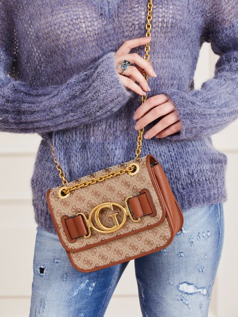 Guess Sac à Bandoulière Logo Aileen 4g Marron
