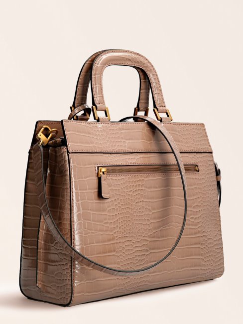 Sac à Main Imprimé Croco Katey Crème Guess