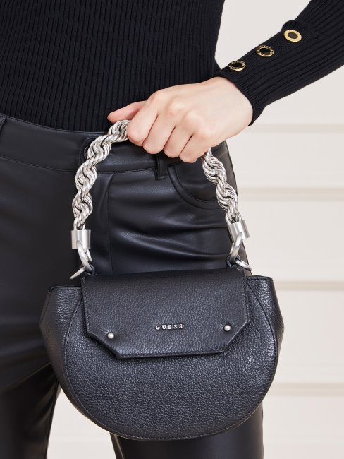 Aida Mini Sac à Main En Cuir Véritable Guess Noir