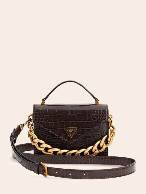 Micro Sac à Main Guess Marron Imprimé Croco Retour