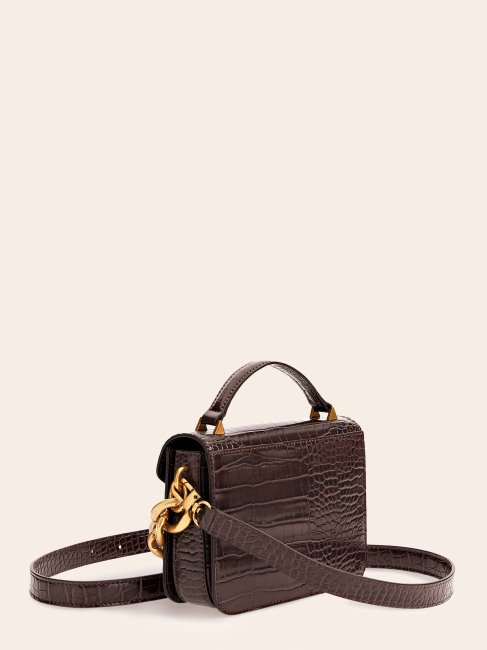 Micro Sac à Main Guess Marron Imprimé Croco Retour