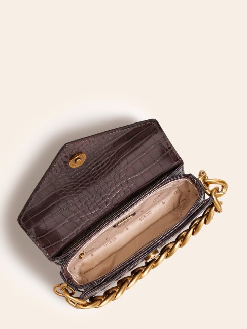 Micro Sac à Main Guess Marron Imprimé Croco Retour