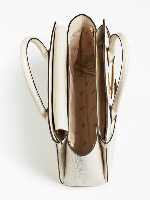 Sac à Main Guess Enisa Blanc Imprimé Croco