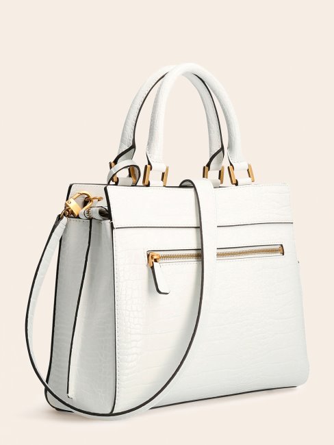Sac à Main Katey Imprimé Croco Blanc Guess
