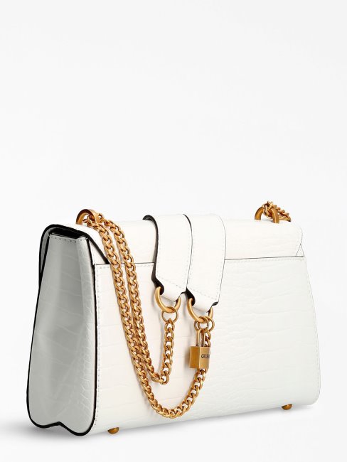Guess Katey Sac à Bandoulière Imprimé Croco Blanc