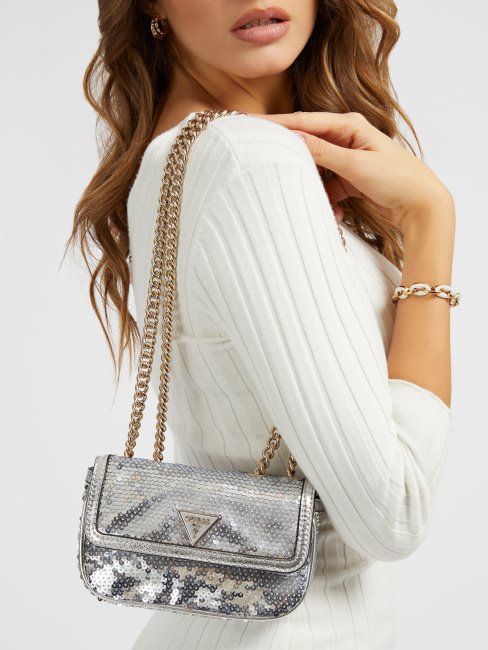 Mini Sac à Bandoulière à Sequins Argentés Spark
