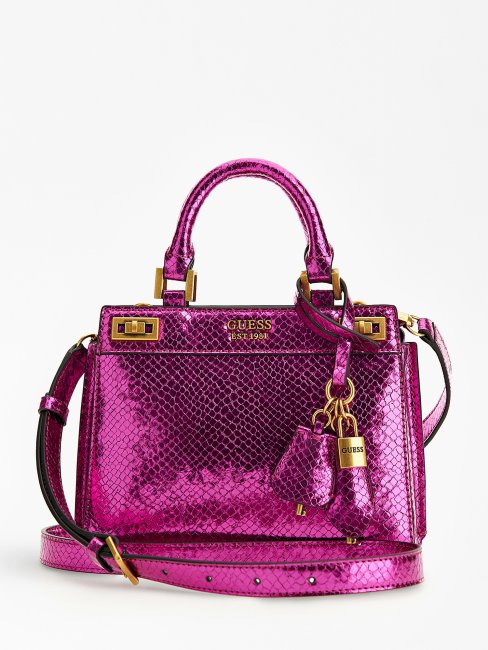 Guess Mini Sac à Main Katey Python Fuchsia