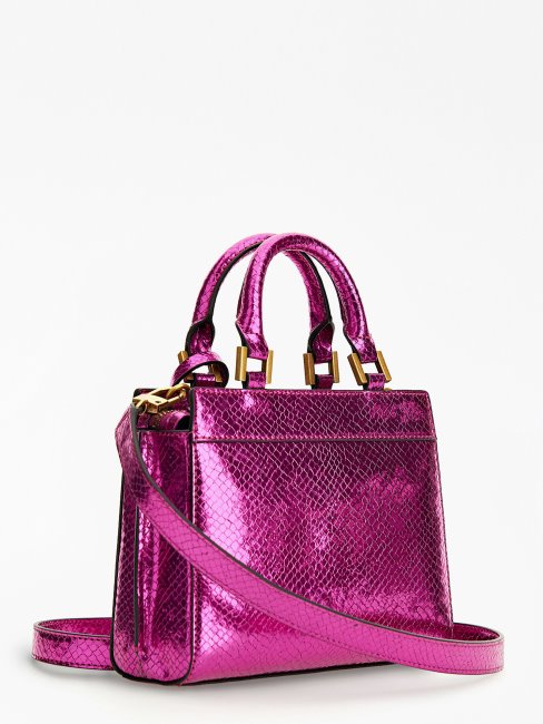 Guess Mini Sac à Main Katey Python Fuchsia