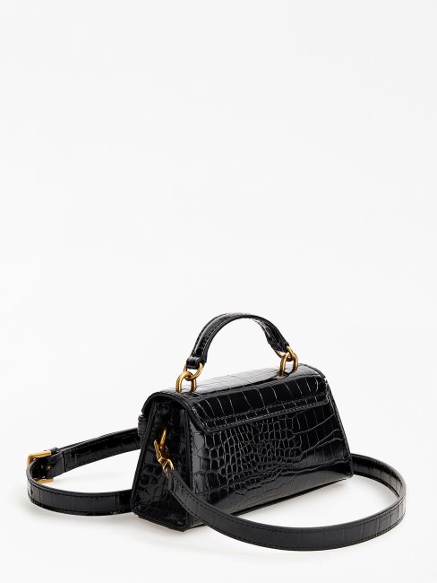 Micro Sac à Main Tullia Imprimé Croco Noir Guess