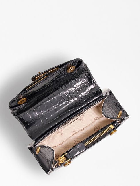 Micro Sac à Main Tullia Imprimé Croco Noir Guess