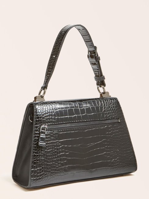 Sac à Main Guess Noir Imprimé Croco Stephi