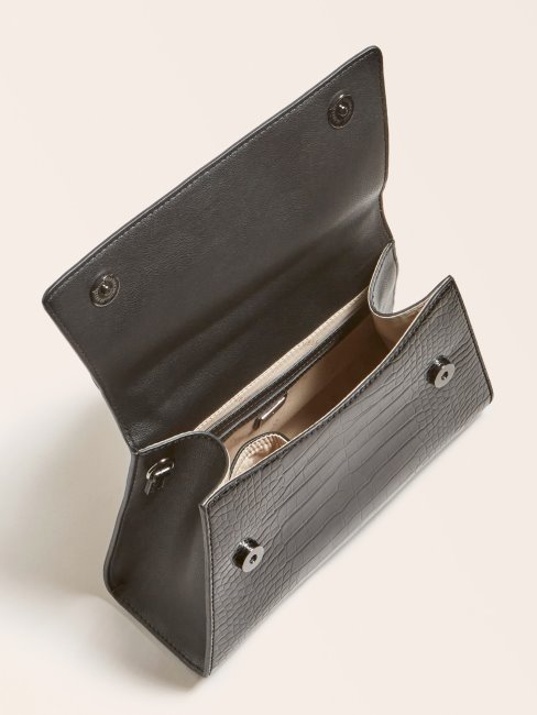 Sac à Main Guess Noir Imprimé Croco Stephi