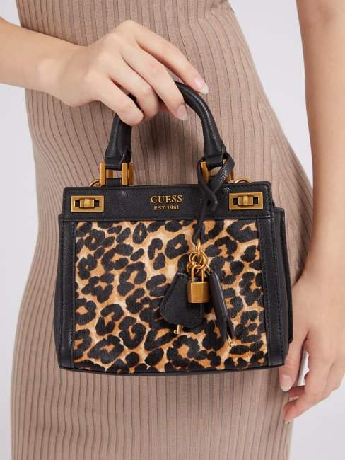 Katey Mini Sac à Main En Cuir Véritable Animalier Guess