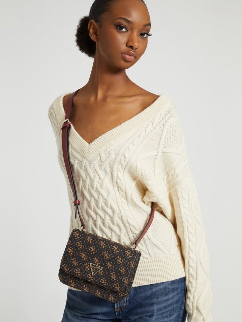 Noelle 4g ​​​​logo Mini Sac à Bandoulière Guess Marron