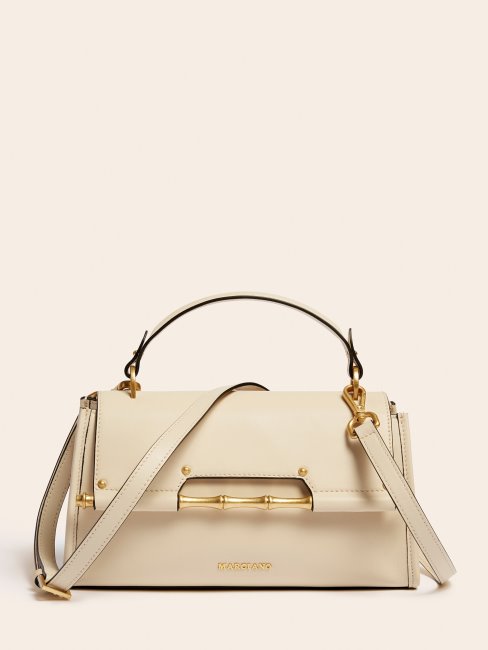 Guess Alia Sac à Main En Cuir Véritable Blanc