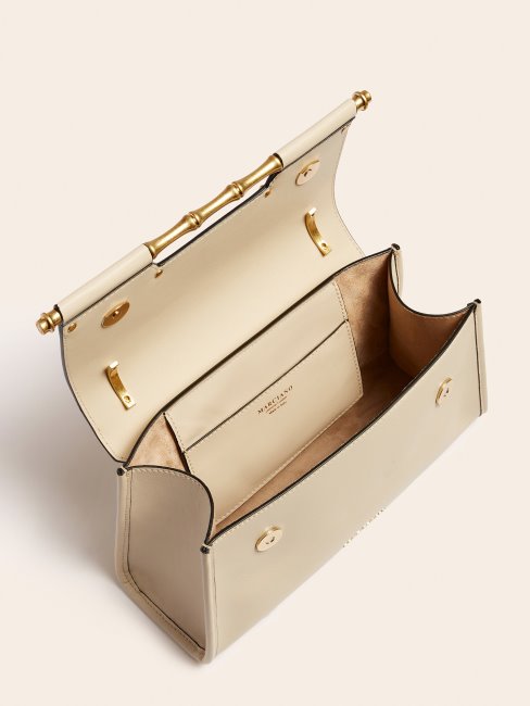 Guess Alia Sac à Main En Cuir Véritable Blanc