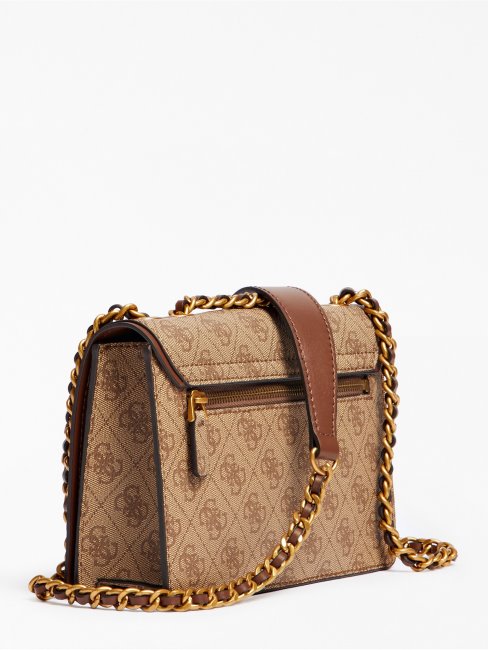 Mini Sac à Bandoulière Izzy 4g Logo Marron Guess