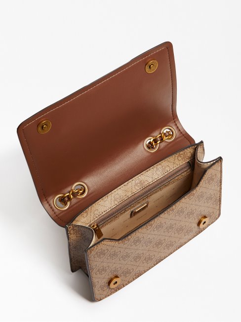 Mini Sac à Bandoulière Izzy 4g Logo Marron Guess