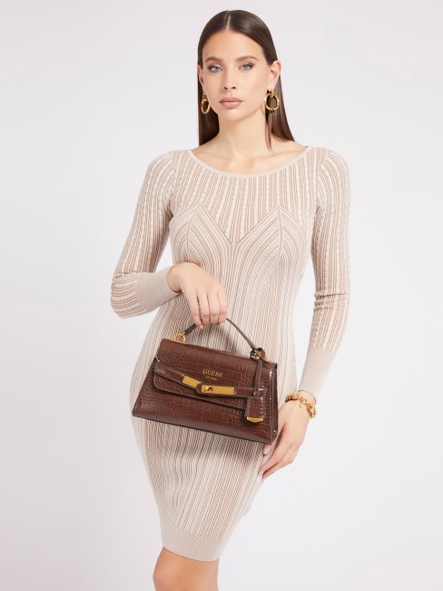 Sac à Main Imprimé Croco Enisa Marron Guess