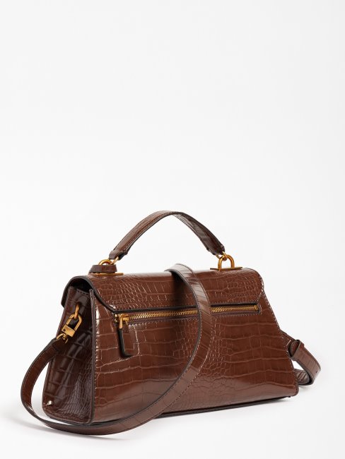 Sac à Main Imprimé Croco Enisa Marron Guess