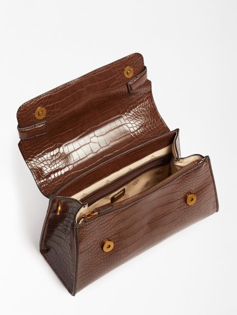 Sac à Main Imprimé Croco Enisa Marron Guess