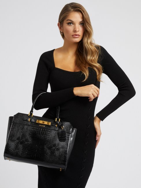 Sac à Main Imprimé Croco Raphie Guess Noir